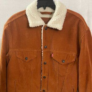LEvi’s Men’s Brown/Orange Corduroy Sherpa-Lined Jacket – Size S